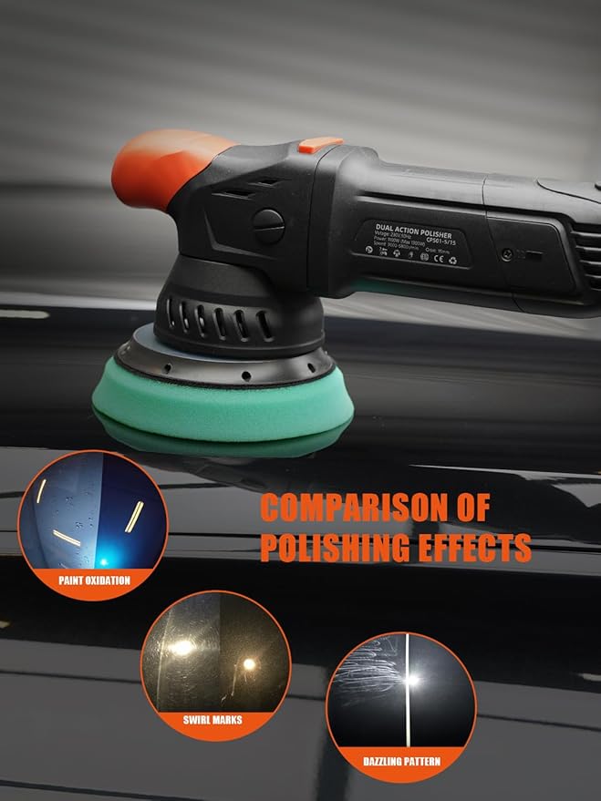 SPTA 10 Pcs Detailing Set, 5Pc 6 inch Buffing Polishing Pads, 1 Microfiber Finish Pad, 1-16 oz Polishing Cleaner, 1 Conditioning Brush, 2-16"*16" Microfiber Towel. for Dual Action and Rotary Polishers
