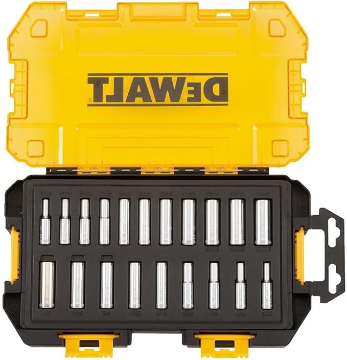 DEWALT DWMT73811 Tool Kit 1/4'' Drive Deep Socket Set, 20 Piece