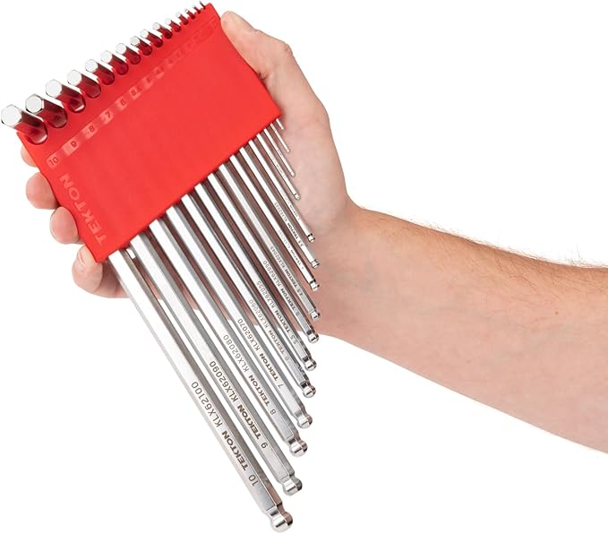 TEKTON Ball End Hex Key Set with Holder, 15-Piece (1.3-10 mm) - Chrome Finish | KLX91201