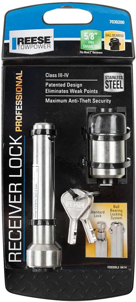 Reese Towpower 7030200 Professional 5/8" Stainless Steel DogBone Style Receiver Lock