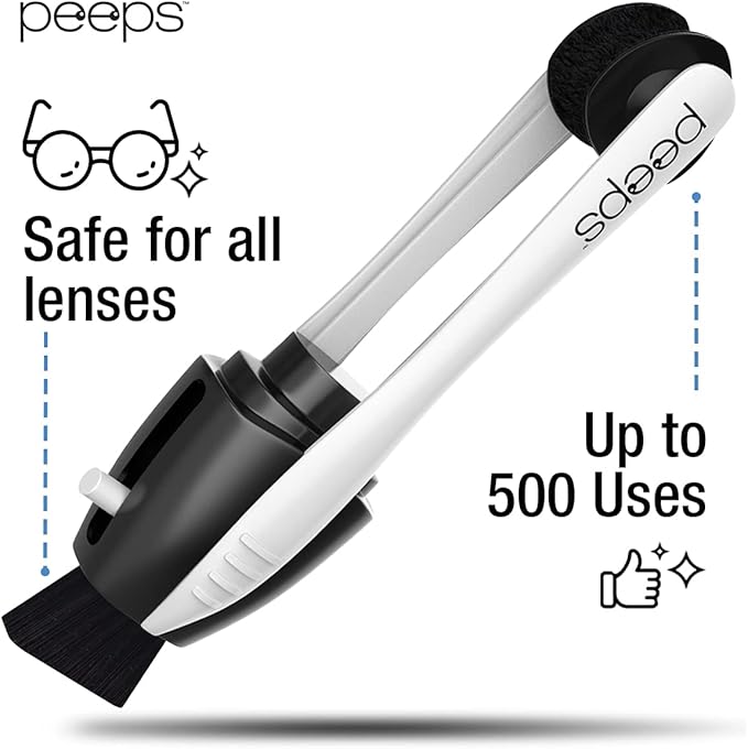 Peeps Glasses Cleaner - for Eyeglasses, Reading Glasses, and More - Lens Cleaner with Carbon Microfiber Tech-Injected Black-3 Count (Pack of 1)