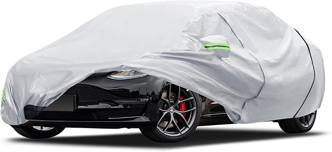 Car Cover Custom Fit for Model 3 Car Cover 2017-2026, Migaven Waterproof Full Exterior Cover Sun Rain Protection with Door Zipper and Cotton Lining