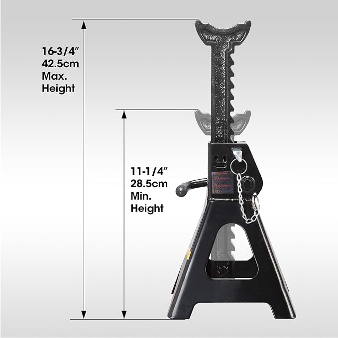 Torin AT43002AB-1 Double Locking Steel Jack Stands, 3 Ton (6,000 LBs) Capacity, Black, 1 Pair