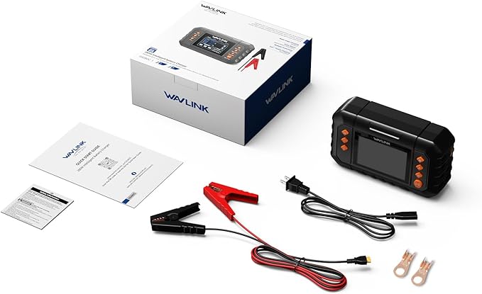 WAVLINK 280W Smart Battery Charger, Max. 20A Trickle Charger with LCD Display, for 6V/12V/24V Lead-Acid/Lithium/LiFePO4 Batteries, Battery Maintainer and Desulfurizer for Cars (20-amp)