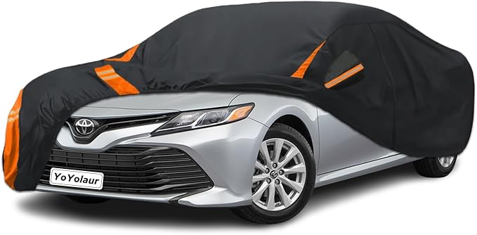10-Layer for Toyota Camry Car Cover Waterproof All Weather for Automobiles, Outdoor Full Cover Soft Cotton Lining Rain Snow UV Protection with Door Zipper, Fit for Toyota Camry 1996-2025