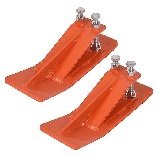 2Pcs Tractor Bucket Protector – 3/8” Thick Ski Edge Turf Tamer, Double Lock Nuts Bolts, Anti-Skid 4.5” Width for Snow Removal & Lawn Protection, Orange