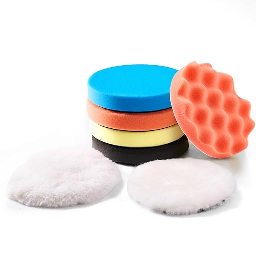 6" Car Buffing Polishing Pad Kit - 7 Pcs Sponge & Wool Pads, Fits 6" Backing Plates for Cutting, Polishing & Waxing