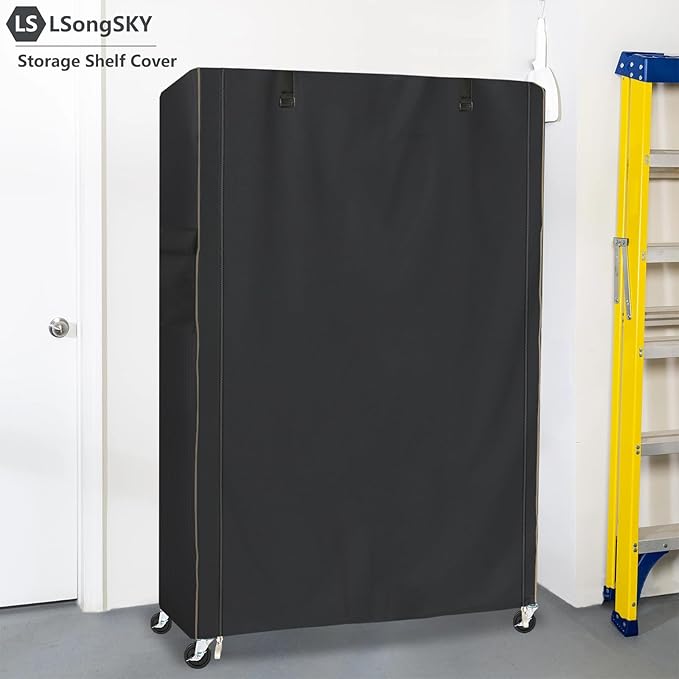 Shelf Cover Waterproof,Shelf Covers for Wire Shelving,Waterproof &Dustproof Heavy Duty Storage Shelves Cover,Keep Garage,Closet,Kitchen,Yard Neat,Fits Racks 36"W x 14"D x 72"H,Black