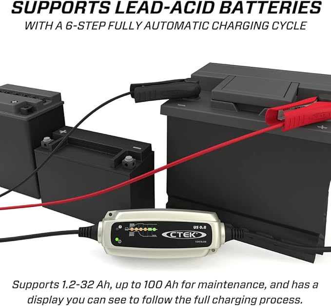 CTEK (56-865) US 0.8 12 Volt Fully Automatic 6 Step Battery Charger,Black