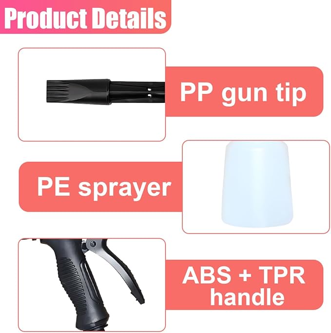 YoRise Car Wash Foam Gun, Adjustable Foam Cannon for Hose, Car Wash Sprayer with 6 Levels of Foams Concentration, Car Washing Soap Sprayer Connect to Any Garden Hose (Black)