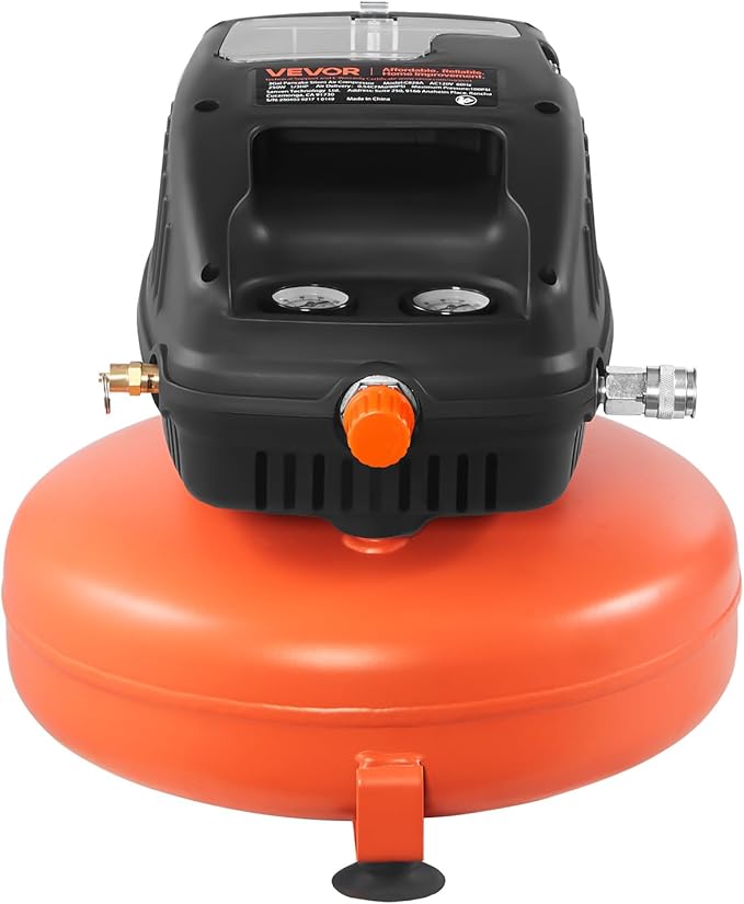 VEVOR 3 Gallon Air Compressor, 1/3HP 0.54CFM @ 90PSI Portable Pancake Air Compressor & 100PSI Max Working Pressure, Oil-Free Compressor Tank for Tire Inflation, Spray Painting, Woodwork Nailing, 120V