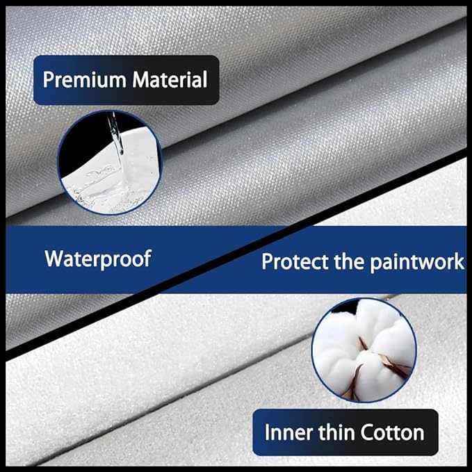 Half Car Cover Car Cover for Sunshade Half Car Body Cover Snow Cover Waterproof Universal Silver with Cotton (SUV)