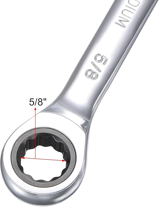 uxcell 5/8 Inch Ratcheting Combination Wrench SAE 72 Teeth 12 Point Ratchet Box Ended Spanner Tools, Cr-V