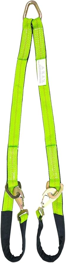 Mytee Products V-Bridle Strap 2" x 4' w/Snap Hooks w/Cordura Sleeve and Axle Straps, D Ring Middle, for Car Hauler, Rollback, Flat Bed, Tow Truck, Wreck & Recovery