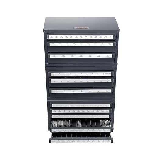 VEVOR Drill Bit Dispenser Cabinet Set, Three-Drawer for 1/16" to 1/2" & Letter Sizes A to Z, Five-Drawer Drill Bit Organizer for Wire Gauge Sizes #1 to #60, 3 Pieces
