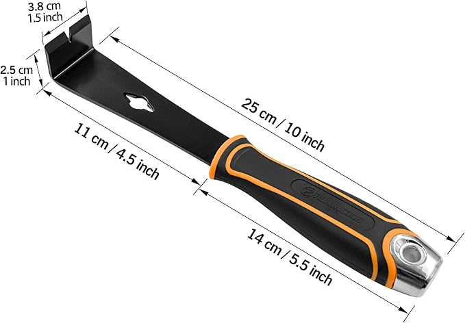 ROLLINGDOG 1.5" Small Pry Bar - Thin Flat Pry Bar for Trim Stainless Steel Mini Crowbar with Protective Coating, Dual Nail Slots, Chisel Head & Steel Striking Cap