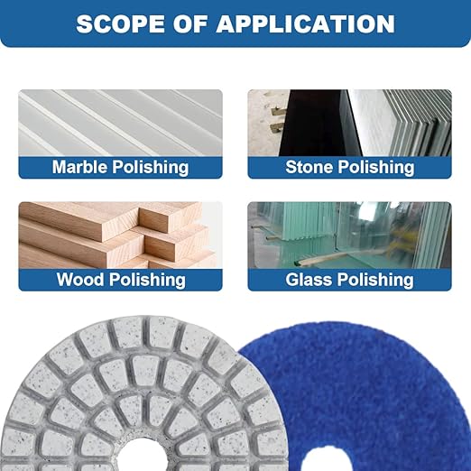 2 Inch Diamond Polishing Pads with 7Pcs Dry Wet Granite Stone Polish Pad Kit for Drill，50-3000 Grit Polishing Pad (7Pcs Dry/Wet Pads+1 Drill Adapter)
