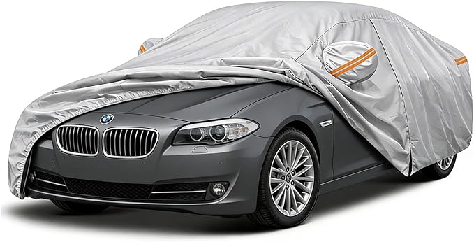 All-Weather BMW 5 Series Car Cover Waterproof All Weather, 6 Layers Heavy Duty Car Tarp Custom Fit for 2007–2026 BMW 528i, 530i, 540i, M550i, 530e, 550e, M5, i5, xDrive Sedan