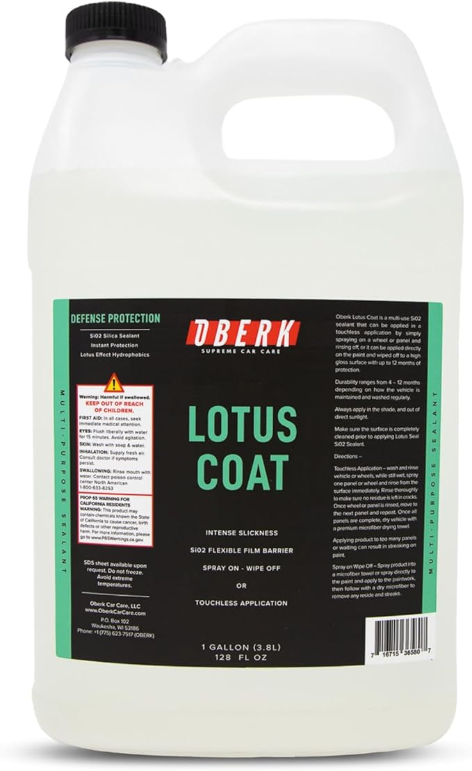 Oberk Lotus Coat SiO₂ Spray Sealant – High Gloss Spray for Cars – Touchless or Wipe-On – Protects Paint, Wheels & Glass – Safe for Coatings – Easy Car Wax Alternative (128 oz)