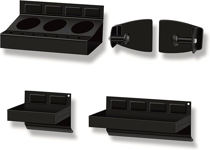 C&T 4-Piece Magnetic Toolbox Shelf, Tray and Holder Set, Magnetic Toolbox Tray Set, Tool Box for Cabinet Side Shelf Storage Van Workshop, Tool Organization and Storage