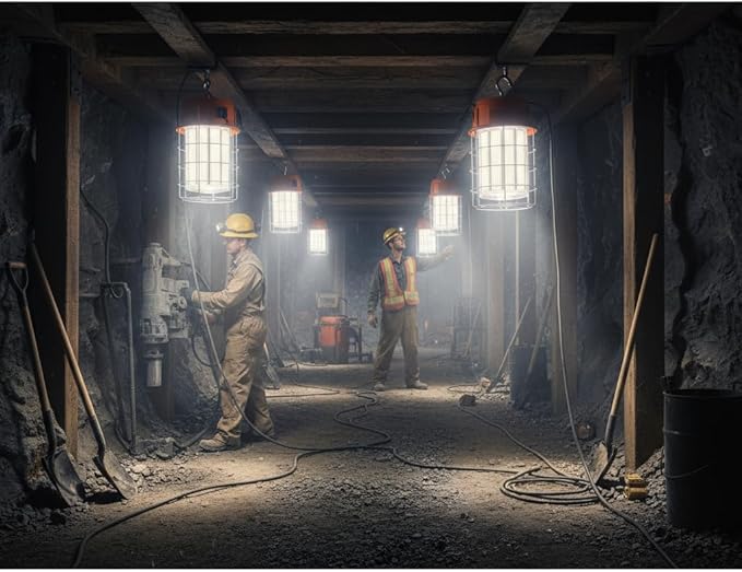 LED Temporary Work Light 300W Portable Hanging Work Construction Light,5000K 42,000 Lm with ON/Off Switch & Hook,for Job Site Lighting, Plug and Play