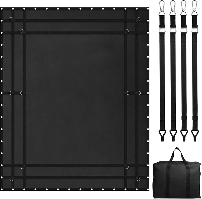 VEVOR Waterproof Cargo Net, 120 in x 105 in, Heavy Duty Truck Cargo Net-(WLL) 700lbs, 4 Adjustable Straps with Carabiners & S-Hooks, Truck Bed Cover for Trailer, Pickup, Boat, Jeep, SUV 8.75’x10’