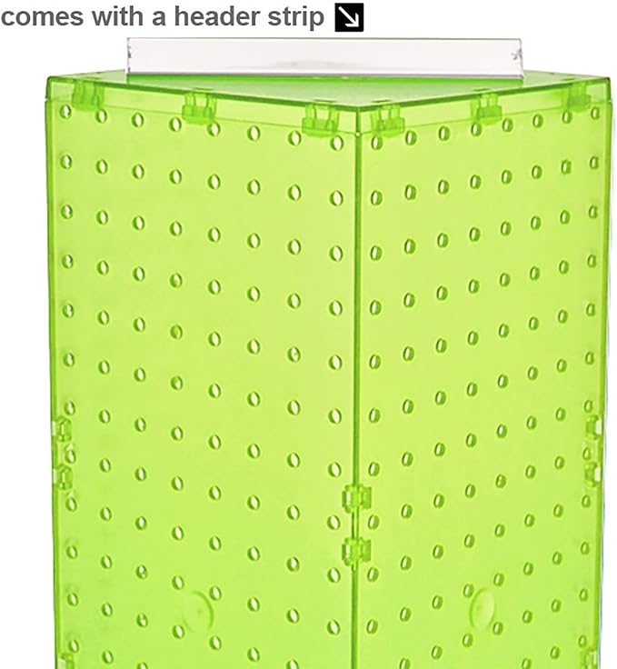 Azar Displays 703385-GRE-4C24, Four-Sided Revolving 8"W x 20"H Pegboard Counter Display w/ 24 Hooks- 4” Length, Green