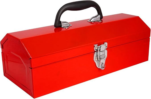 MANUFORE 14" Metal Tool Box Lightweight and Sturdy Storage Box Made of Heavy Steel and Nicely Finished and Painted