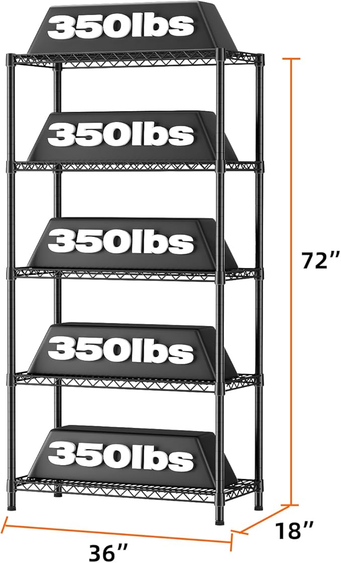 SINGAYE Shelf Closet Wire Shelving：Adjustable Metal Unit for Laundry Room Organization Bathroom Kitchen Home Garage Storage Pantry Rack Shelves