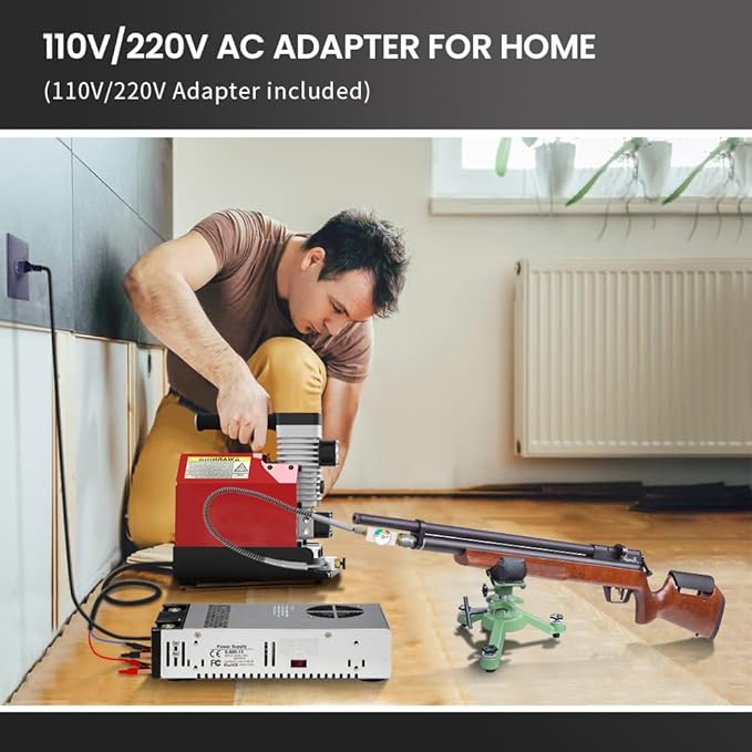 GX PUMP GX-E-CS2 Portable PCP Air Compressor, 4500Psi/30Mpa, Oil-Free,Powered by Car 12V DC or Home 110V AC with Converter (Included), Paintball Tank Compressor with Extra Moisture-Oil Separator