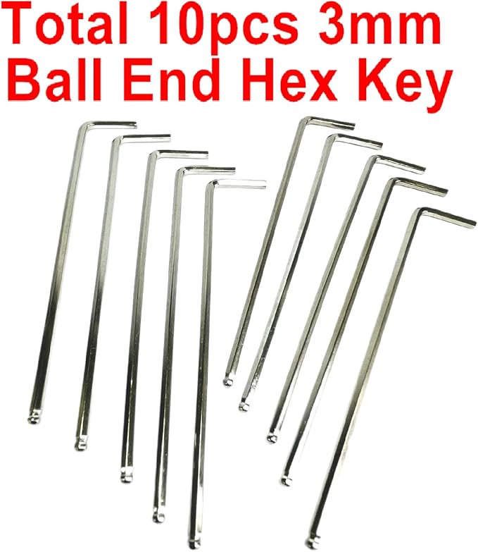 10pcs 3mm Ball End Allen Wrench sets,3mm Hex Key Wrench set,3mm ball end Hex Driver allen key Door Key L Shaped hex wrench set with Long Arm 120mm lengh.3mm ball end hex wrench