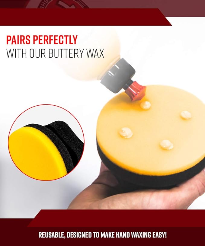 Adam's Polishes Yellow Hex Grip Car Wax Foam Applicator - Waxing Kit Glaze Sealant Liquid Paste Wax Ceramic Coating | Auto Accessories | Car Wash Kit Cleaning