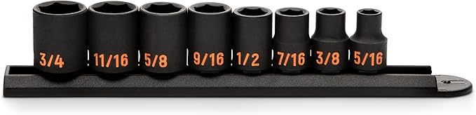 GEARWRENCH 8 Piece 3/8" Drive 6 Point SAE Hi-Viz Impact Socket Set | 84910H