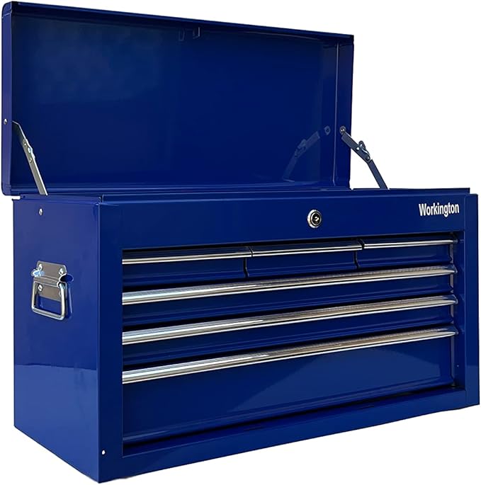Workington Portable Metal Tool Chest with 6 Drawers, 24" 6-Drawer Tool Chest Cabinet with Ball Bearing Drawer Slides, Steel Tool Storage Box Organizer 4005 Blue