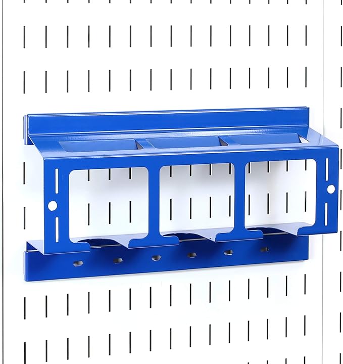 Wall Control Drill Holder Power Tool Storage Rack - Compact Impact Drill Battery Power Tool Pegboard Organizer Pegboard (Blue)