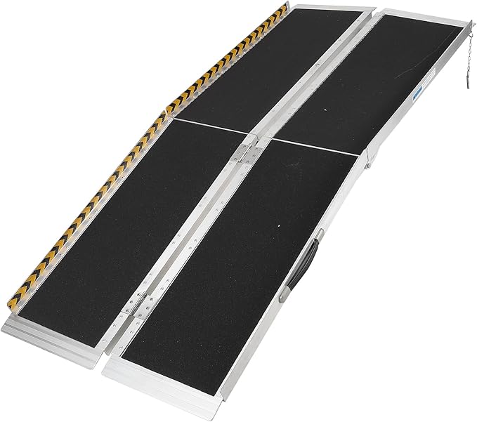 8 FT Portable Wheelchair Ramp for Home Step, Aluminum Handicap Ramp with Non-Skid Surface and Reflective Strips,Weight Capacity 600 LBS