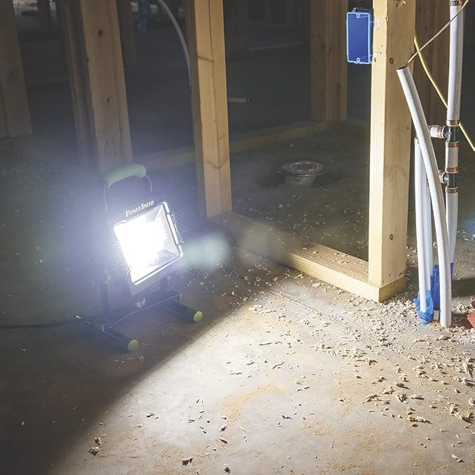 POWERSMITH 10,000 Portable LED Work Light with Metal Housing and Stand, Impact Resistant Lens, and 5 Year Warranty (PWLS100H)
