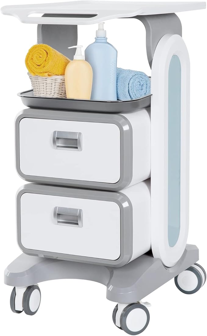 Mobile Medical Trolley Cart 130 Lbs Load Portable Professional for Ultrasound Imaging Scanner Vehicle Beauty Storage Cart with Drawers Tool Tray Wheels for Home Hospital Office Medical Clinic