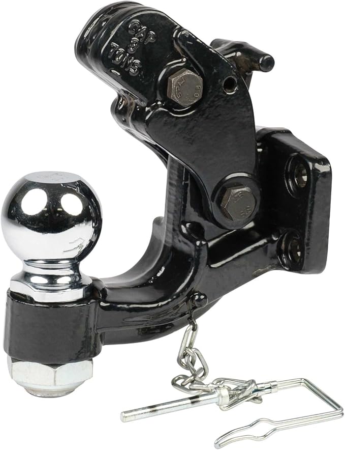 Mytee Products Mounting Plate Kit: Solid Steel 8 Ton Pintle Hitch with 2-5/16 inch Ball for Trailers, 2" Hitch Receiver