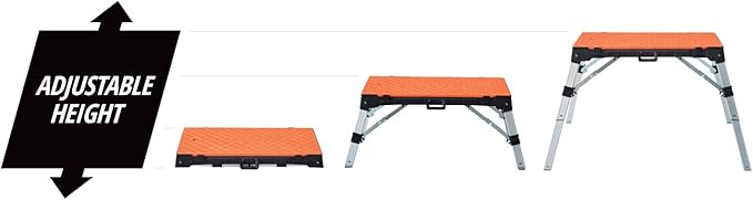 Disston 30146A OmniTable 4 in 1 Portable Workbench Work Table Dolly Scaffold and Creeper Adjustable Height with Folding Legs with Free Blu-MOL Jigsaw Blade Set (E0130146)