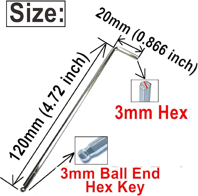 10pcs 3mm Ball End Allen Wrench sets,3mm Hex Key Wrench set,3mm ball end Hex Driver allen key Door Key L Shaped hex wrench set with Long Arm 120mm lengh.3mm ball end hex wrench