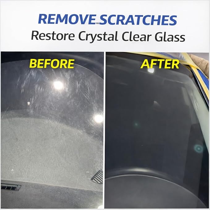 200ml Cerium Oxide Glass Polishing Liquid – Deep Cleaning Glass & Removes Wiper Marks, Swirls, Water Spots & Windshield Cleaner （Shake vigorously for 5 sec. Machine Polish 10 min.）