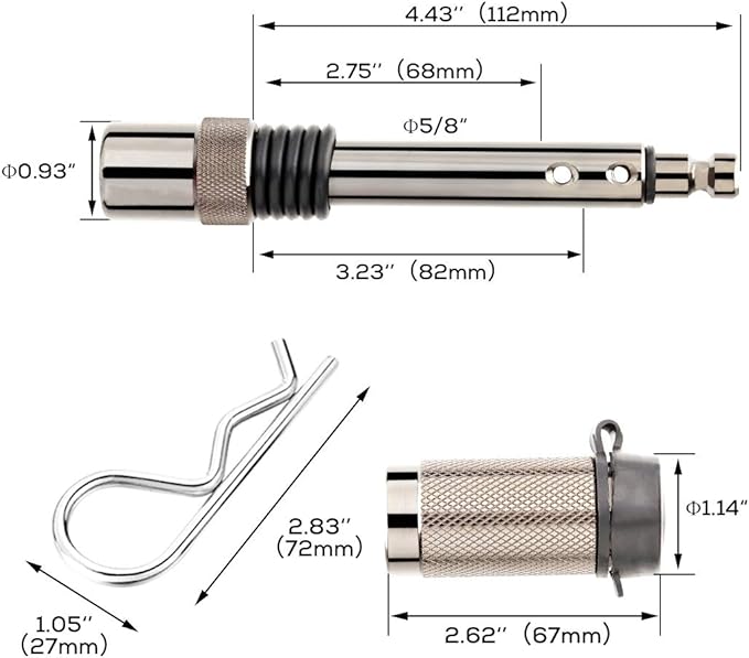 IKURAM R Locking Hitch Pin for 2 inch Receiver 5/8" Rotating Trailer Hitch Locking Pin Towing Hitch Locks Used to Bike Rack, Tow Truck, Boat-2 Pack (Grey)