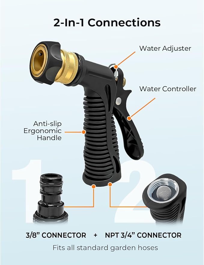 Car Wash Foam Gun + Microfiber Wash Mitt - Car Foam Sprayer - Foam Cannon for Hose - Spray Gun Cleaner - Snow Blaster for Cars, Boats, RVs, Foam Cannon Connects to Any Garden Hose