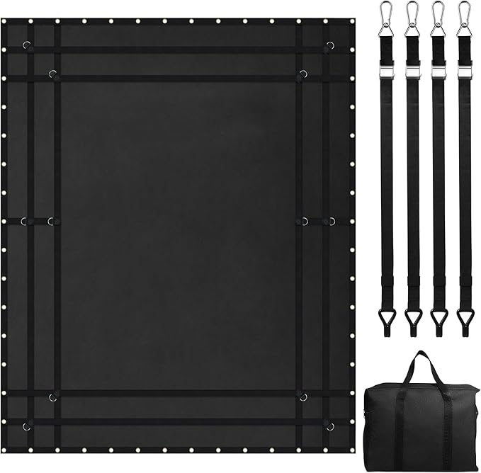 VEVOR Waterproof Cargo Net, 120 in x 105 in, Heavy Duty Truck Cargo Net-(WLL) 700lbs, 4 Adjustable Straps with Carabiners & S-Hooks, Truck Bed Cover for Trailer, Pickup, Boat, Jeep, SUV 8.75’x10’