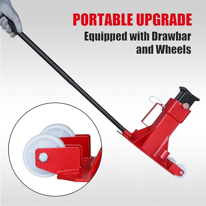Big RED Torin 12 Ton Heavy Duty Jack Stands: Pin Style Jack Stand with 2 Casters and Handle, Easily Portable Car Stand for Cars, SUVs, Truck and Pick Ups - Red