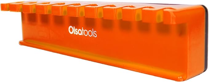Olsa Tools Magnetic Wrench Holder Organizer - Orange - Fits SAE 3/8" to 15/16" & Metric 10mm to 19mm - Durable Tool Storage Solution - Part 1559