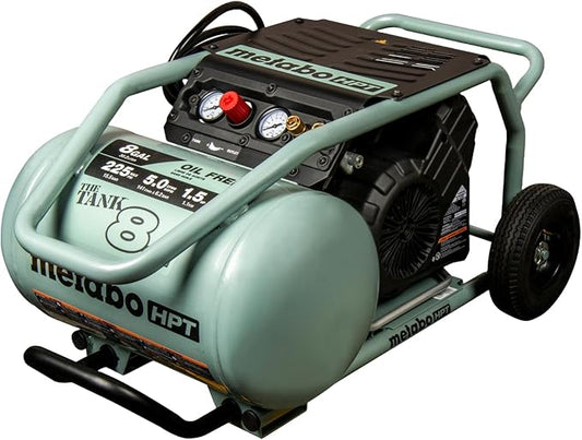 Metabo HPT Air Compressor, THE TANK, 8-Gallon Trolley Air Compressor, 225 PSI, Versatile for Use with Framing, Siding, Finish, or Roofing Nailers, Easy Mobility with Rubber Tires, EC1315S