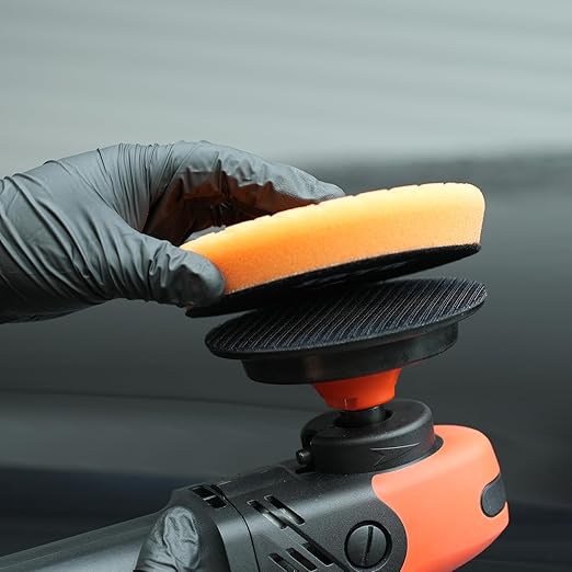 SPTA 2Pcs RO Rotary Flexible Backing Plate, Hoop-and-Loop Face PU Soft Backing Pad Used On Rotary Polisher Sander for Sanding Polishing Buffing Finishing (5/8"-11 Thread, Orange, 5Inch (125mm))