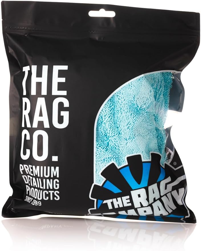 The Rag Company - The Liquid8r - Absorbent 70/30 Blend Microfiber Drying Towel for Cars, Trucks, SUVs, Safe for Detailing + Scratch Free, Twist Loop, 1100gsm, 20in x 24in, Aqua Blue/Grey